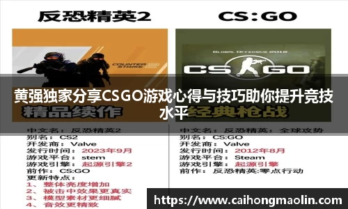 黄强独家分享CSGO游戏心得与技巧助你提升竞技水平